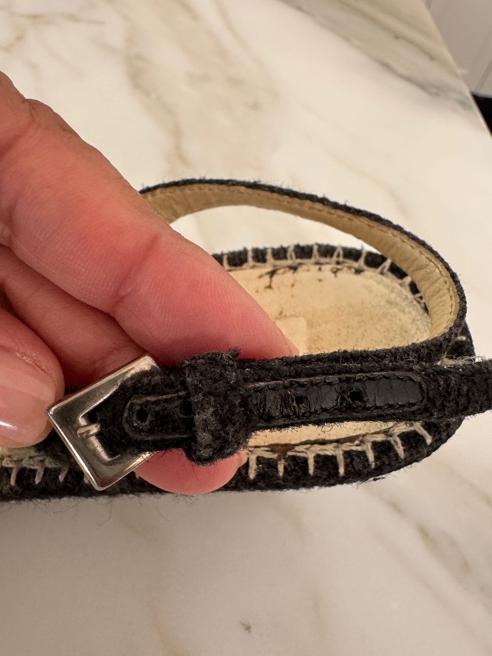 Prada Black Fabric Slingback Sandals with Cream Stitching and Bow - Picture 6 of 7